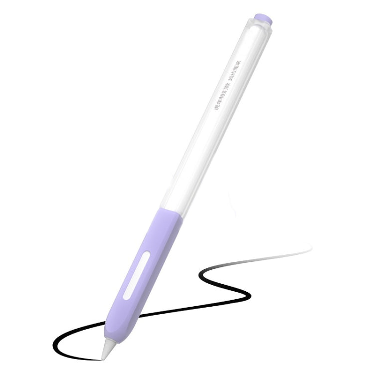 For Apple Pencil 2 Non-Slip Anti-Fall Translucent Segmented Pen Case(Lavender Purple) - Pencil Accessories by buy2fix | Online Shopping UK | buy2fix