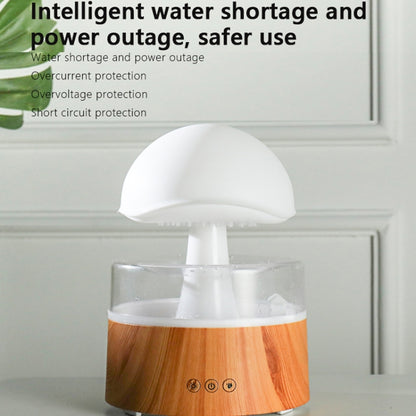 500ml Rain Humidifier Mushroom Cloud Colorful Night Lamp Aromatherapy Machine With Remote Control, Style: Rechargeable(Wood Grain) - Air Purifiers & Accessories by buy2fix | Online Shopping UK | buy2fix