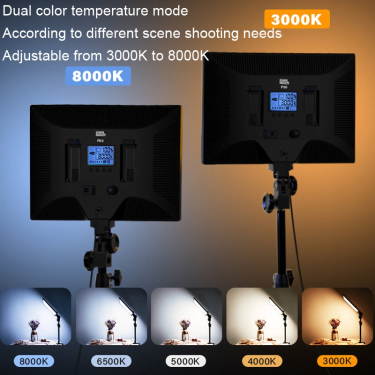 Pixel P50 Dual Color Temperature Flat Panel Fill Light 45W Soft Outdoor Shooting Fill Light For Straight Photography(Lamp+EU Plug Adapter) -  by Pixel | Online Shopping UK | buy2fix