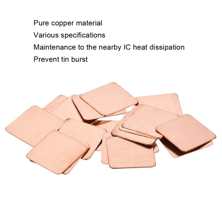 20pcs Laptop Cooling Copper Heat Sink Thermal Conductive Tabs Cell Phone Computer Graphics Card Heat Sinks 20x20x1.0mm - Others by buy2fix | Online Shopping UK | buy2fix