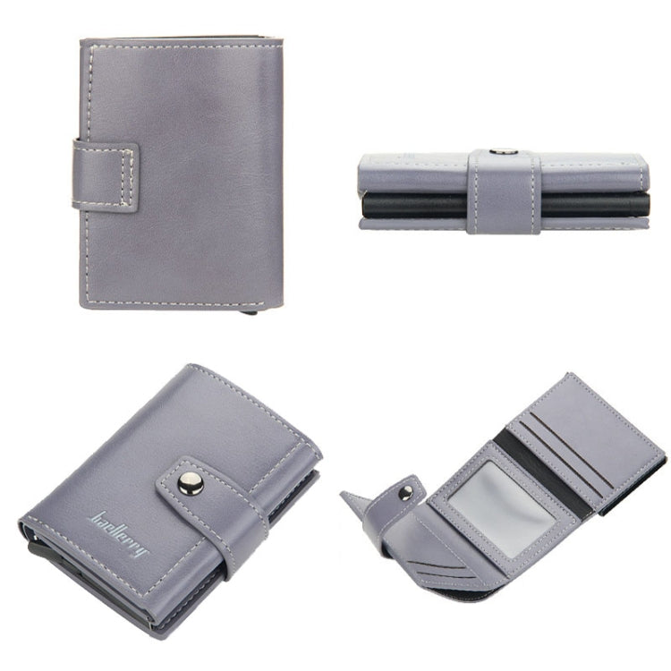 Baellerry RFID Anti-Theft Automatic Pop-Up Card Wallet Buckle Metal Aluminum Shell Card Holder(Grey) - Antimagnetic RFID Package by Baellerry | Online Shopping UK | buy2fix