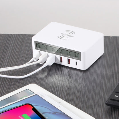 818F 5 USB Ports + Type-C Multifunctional Multi-Port Wireless Charger, Style: UK Plug (White) - Multifunction Charger by buy2fix | Online Shopping UK | buy2fix