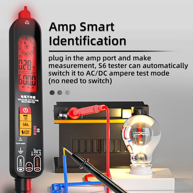 BSIDE S6 Smart Digital Multimeter Current Test Pen Capacitance Temperature Voltage Detector(Charging Model) - Digital Multimeter by BSIDE | Online Shopping UK | buy2fix