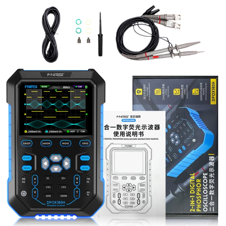 FNIRSI 2 In 1 Small Handheld Fluorescence Digital Dual-Channel Oscilloscope, US Plug(Blue) - Other Tester Tool by FNIRSI | Online Shopping UK | buy2fix
