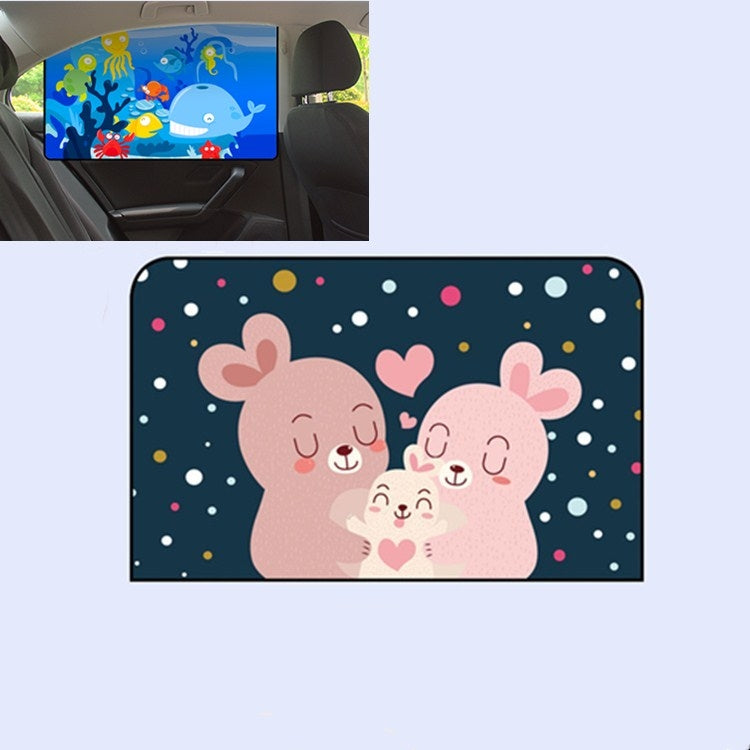 Car Cartoon Magnetic Sunshade Sunscreen Telescopic Collapsible Sunshield, Size:Rear Square(Rabbit) - Window Foils & Solar Protection by buy2fix | Online Shopping UK | buy2fix