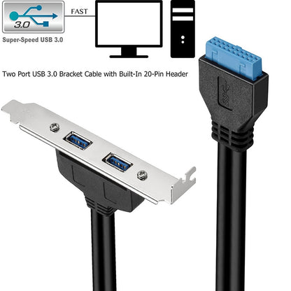 50CM USB3.0 Rear PCI Baffle Line Full Height Chassis DIY With Ear 20pin Transfer Cable(Blue) - USB 3.0 by buy2fix | Online Shopping UK | buy2fix