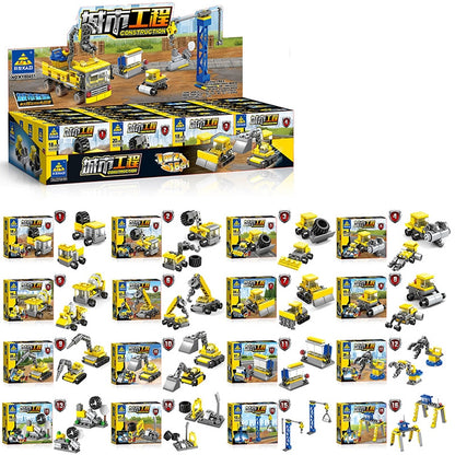 KAZI 16 in 1 Sets DIY Construction Engineering Vehicles Excavator Model Building Blocks Compatible City Construction Bricks Toys, Age Range: 6 Years Old Above - Building Blocks by buy2fix | Online Shopping UK | buy2fix