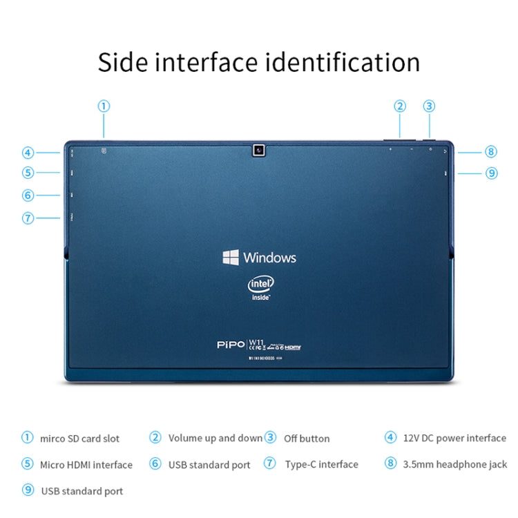 PiPO W11 2 in 1 Tablet PC, 11.6 inch, 8GB+128GB+256GB SSD, Windows 10, Intel Gemini Lake N4120 Quad Core Up to 2.6GHz, with Stylus Pen Not Included Keyboard, Support Dual Band WiFi & Bluetooth & Micro SD Card - PiPO by PiPo | Online Shopping UK | buy2fix