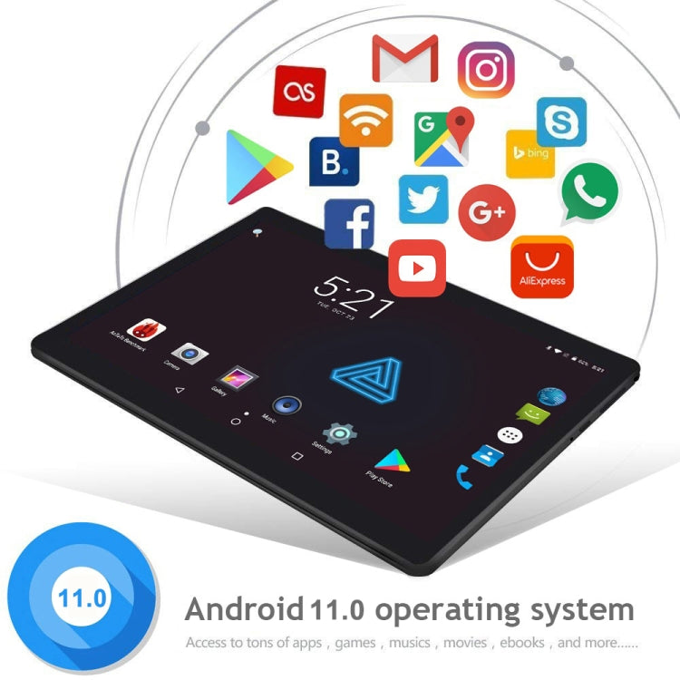 BDF M107 4G Phone Call Tablet PC, 10.1 inch, 4GB+64GB, Android 11, MTK6762 Octa Core, Support Dual SIM & Bluetooth & WiFi & GPS, EU Plug(Black) - BDF by buy2fix | Online Shopping UK | buy2fix