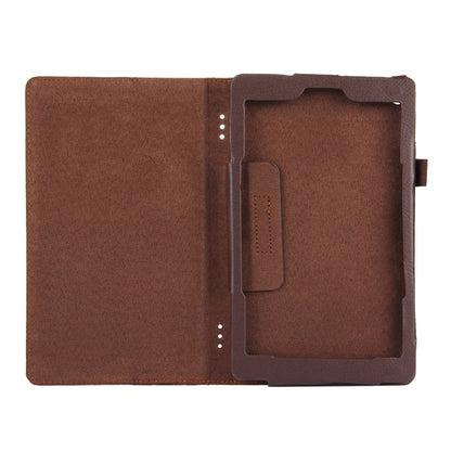 For Amazon Kindle Fire HD8 (2017) Litchi Texture Horizontal Flip Leather Case with Holder(Brown) - Mobile Accessories by buy2fix | Online Shopping UK | buy2fix