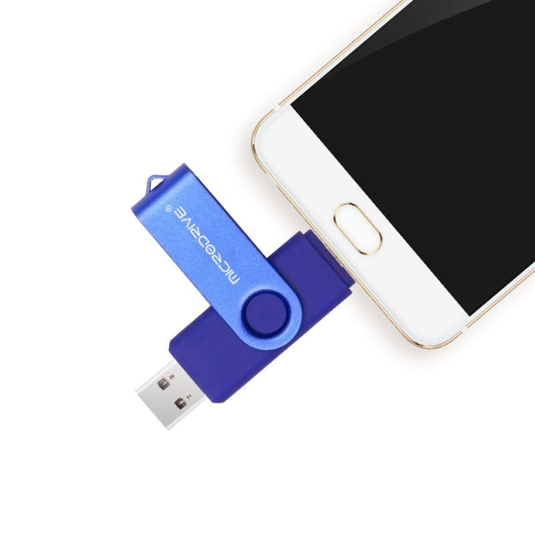 MicroDrive 128GB USB 2.0 Phone and Computer Dual-use Rotary OTG Metal U Disk (Blue) - USB Flash Drives by MicroDrive | Online Shopping UK | buy2fix