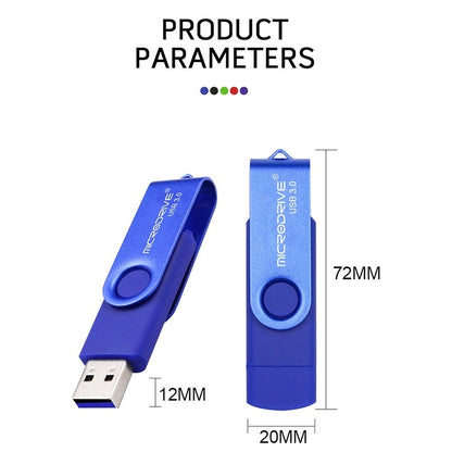 MicroDrive 32GB USB 3.0 Android Phone & Computer Dual-use Rotary Metal U Disk (Red) - USB Flash Drives by MicroDrive | Online Shopping UK | buy2fix