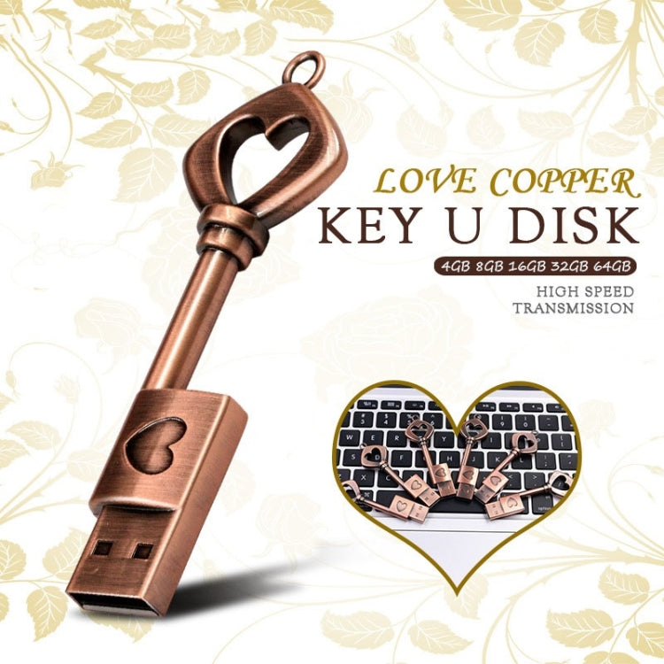 MicroDrive 16GB USB 2.0 Copper Love Key U Disk - USB Flash Drives by MicroDrive | Online Shopping UK | buy2fix