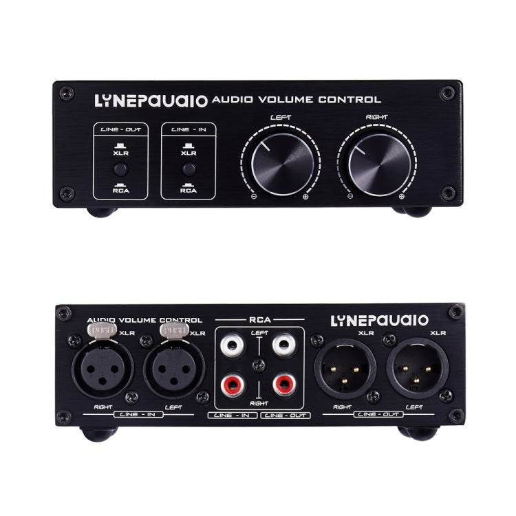 LINEPAUDIO A977 2 In 2 Out Switcher Full-balance Passive Preamp Active Speaker Double Sound Source Volume Controller (Black) - Consumer Electronics by buy2fix | Online Shopping UK | buy2fix